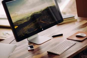 Computer with landscape