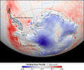 skin temperatures—temperatures from roughly the top millimeter of the land or sea surface—of Antarctica from 1982 to 2004, NASA skin temperatures—temperatures from roughly the top millimeter of the land or sea surface—of Antarctica from 1982 to 2004, NASA